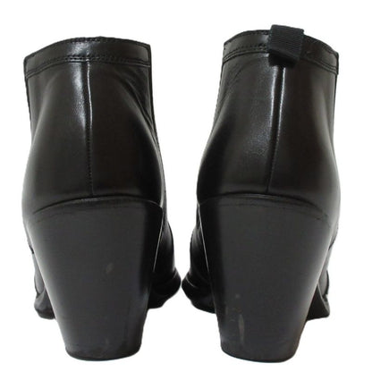 Celine Leather Chunky Heel Side Gore Short Boots Booties Equivalent To 25.5cm