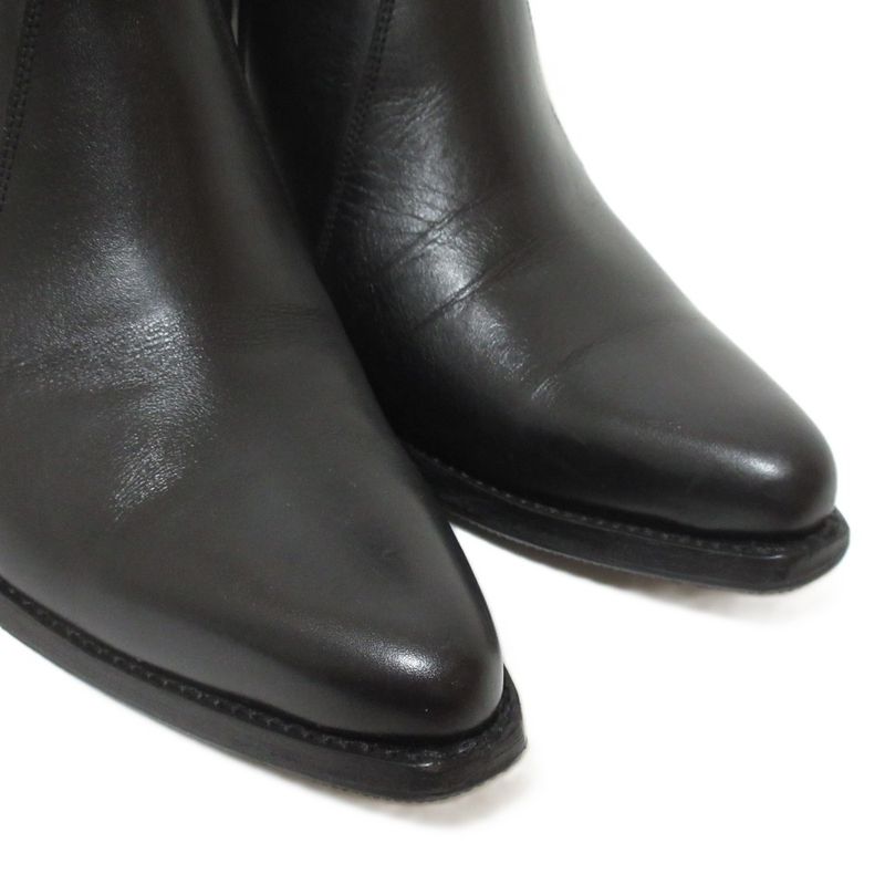 Celine Leather Chunky Heel Side Gore Short Boots Booties Equivalent To 25.5cm