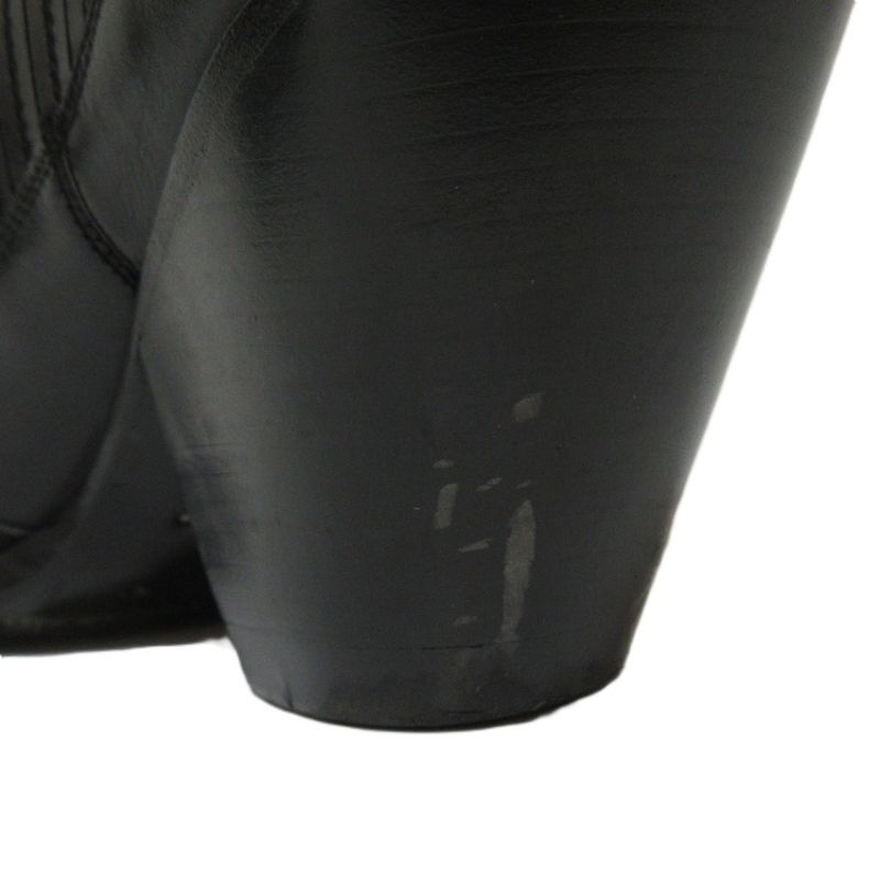 Celine Leather Chunky Heel Side Gore Short Boots Booties Equivalent To 25.5cm