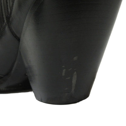 Celine Leather Chunky Heel Side Gore Short Boots Booties Equivalent To 25.5cm