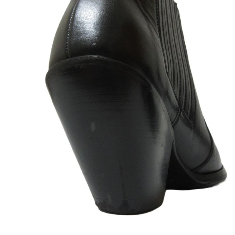 Celine Leather Chunky Heel Side Gore Short Boots Booties Equivalent To 25.5cm