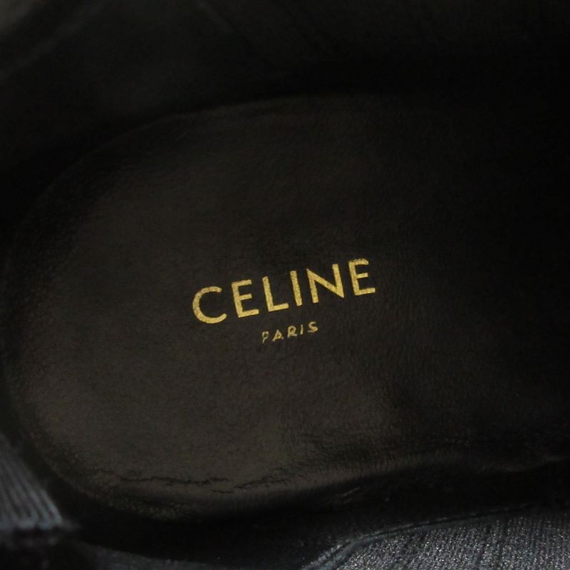 Celine Leather Chunky Heel Side Gore Short Boots Booties Equivalent To 25.5cm