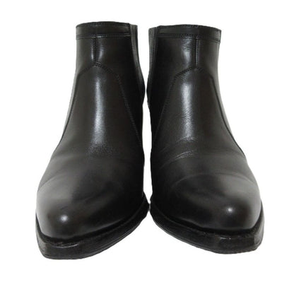 Celine Leather Chunky Heel Side Gore Short Boots Booties Equivalent To 25.5cm