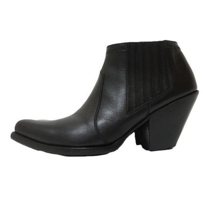 Celine Leather Chunky Heel Side Gore Short Boots Booties Equivalent To 25.5cm
