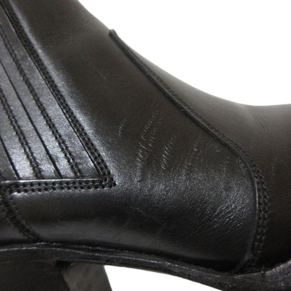 Celine Leather Chunky Heel Side Gore Short Boots Booties Equivalent To 25.5cm