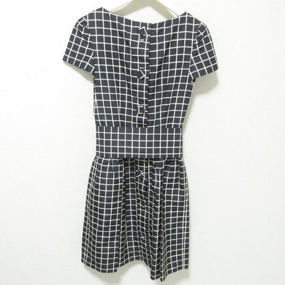 Prada Logo Check 100% Silk Short Sleeves With Belt Knee-length Dress 38 Black