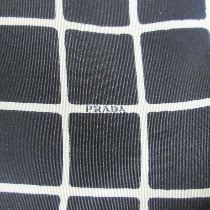Prada Logo Check 100% Silk Short Sleeves With Belt Knee-length Dress 38 Black