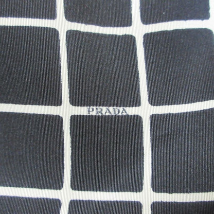 Prada Logo Check 100% Silk Short Sleeves With Belt Knee-length Dress 38 Black