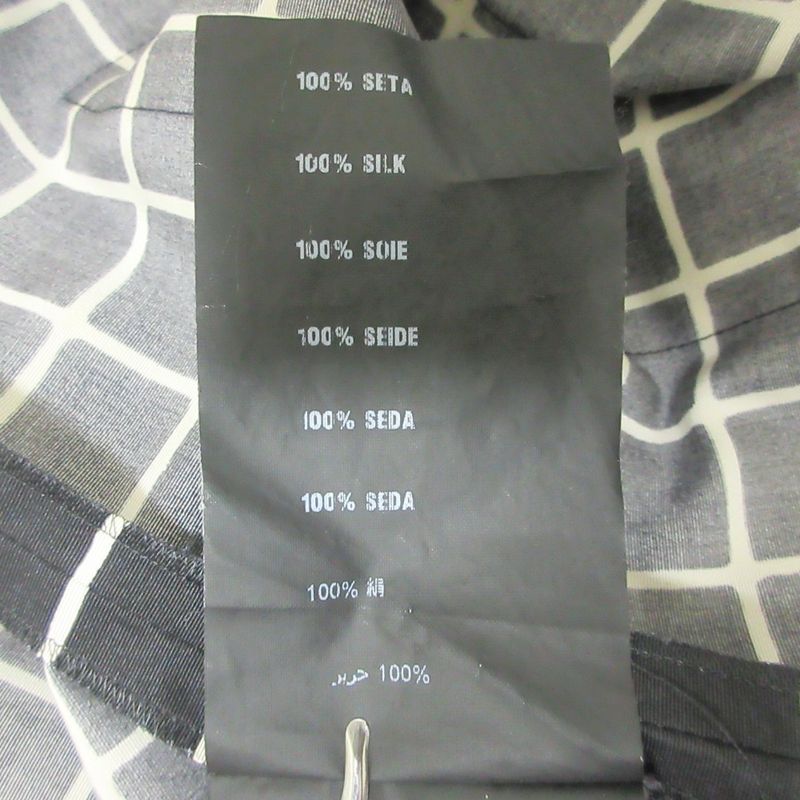 Prada Logo Check 100% Silk Short Sleeves With Belt Knee-length Dress 38 Black