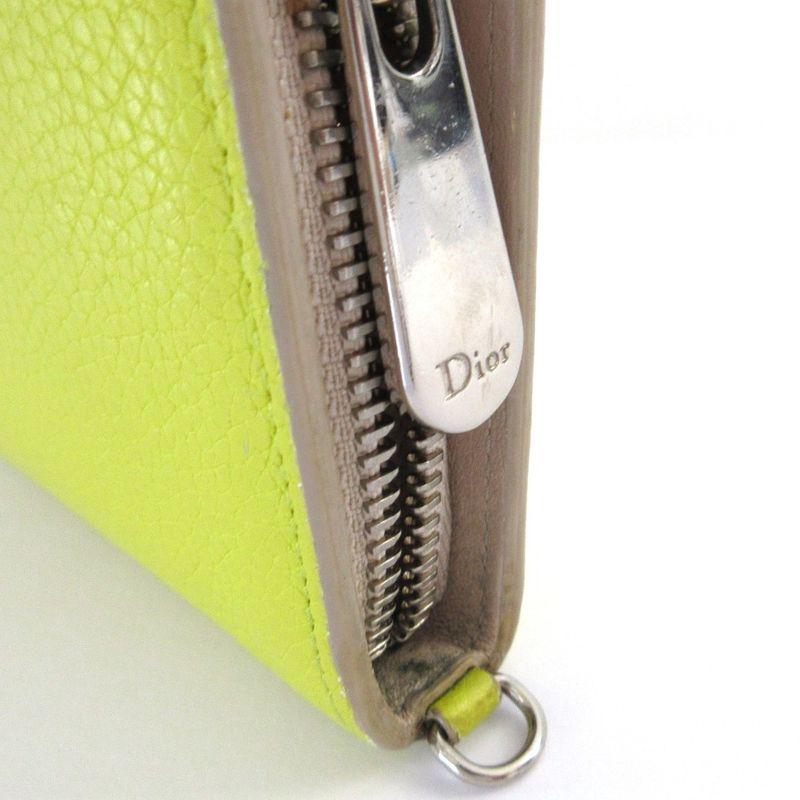 Good Christian DIOR Round Zipper Long Wallet With Lady Dior Charm Long Wallet
