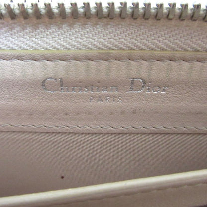 Good Christian DIOR Round Zipper Long Wallet With Lady Dior Charm Long Wallet