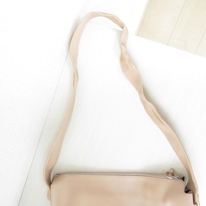 Good Celine Leather Shoulder Bag Pink Beige Ladies Secondhand Used