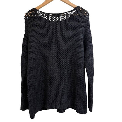 Saint Laurent Paris Mohair Blend Long Sleeve Low Gauge Knit Sweater XS Black