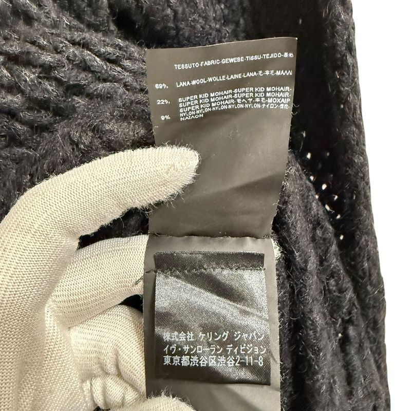 Saint Laurent Paris Mohair Blend Long Sleeve Low Gauge Knit Sweater XS Black