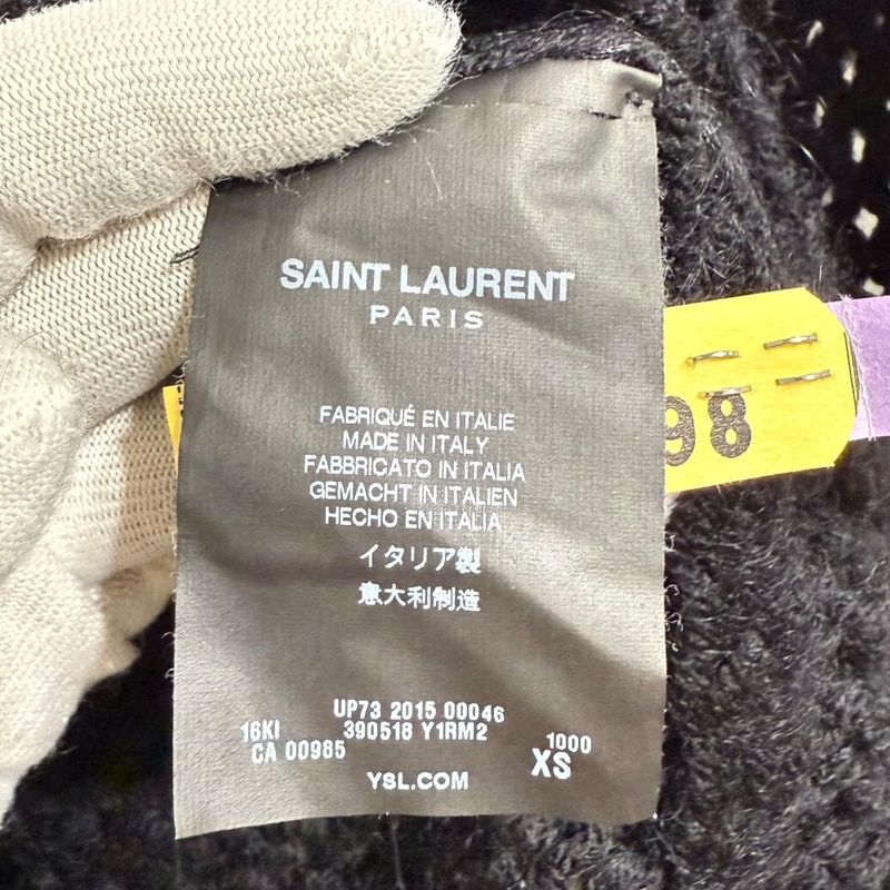 Saint Laurent Paris Mohair Blend Long Sleeve Low Gauge Knit Sweater XS Black