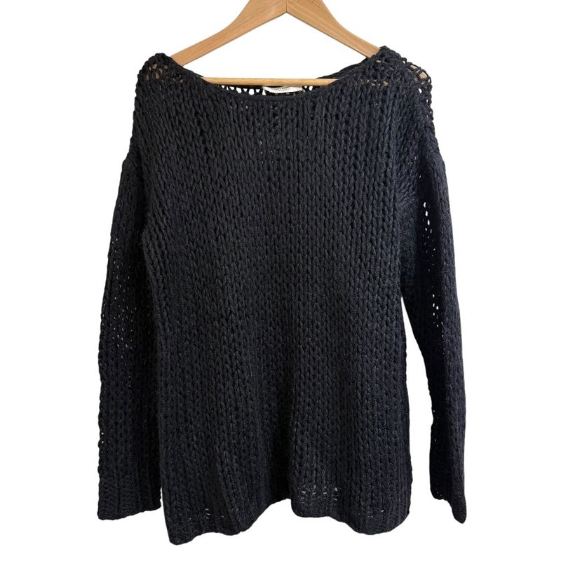 Saint Laurent Paris Mohair Blend Long Sleeve Low Gauge Knit Sweater XS Black