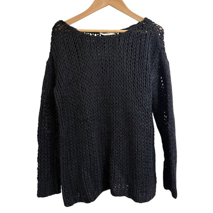 Saint Laurent Paris Mohair Blend Long Sleeve Low Gauge Knit Sweater XS Black