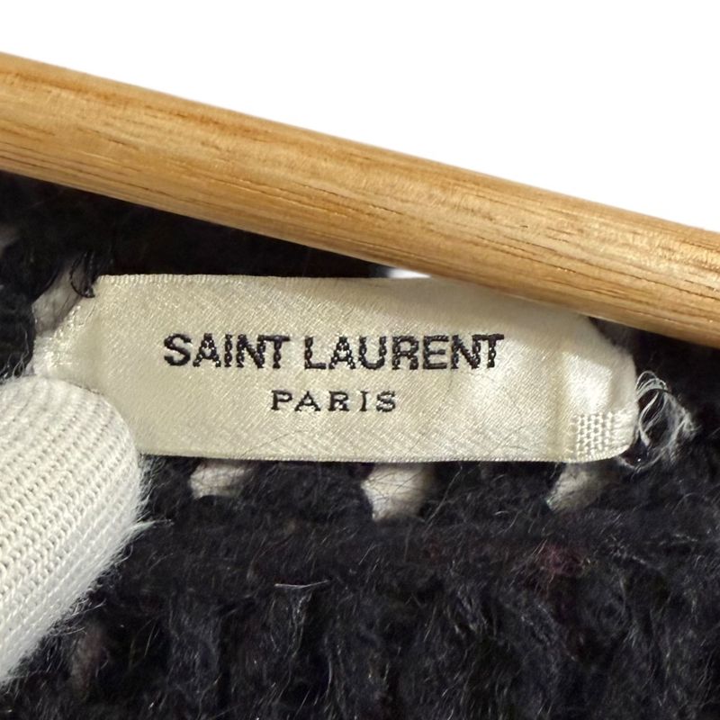 Saint Laurent Paris Mohair Blend Long Sleeve Low Gauge Knit Sweater XS Black