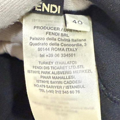 Fendi Flower Motif Decoration Short Sleeve Knee-Length Dress Size 40 Dark Navy