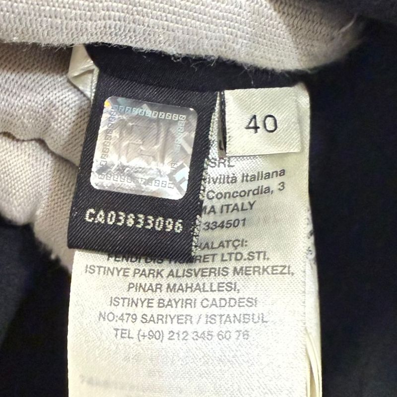 Fendi Flower Motif Decoration Short Sleeve Knee-Length Dress Size 40 Dark Navy