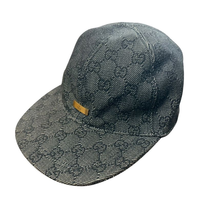 Good Gucci GG Canvas Cap M Gray Men's Used