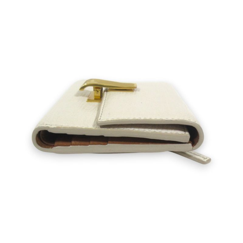 Good Bottega Veneta Parmelato Leather Trifold Wallet Compact Wallet Ivory And