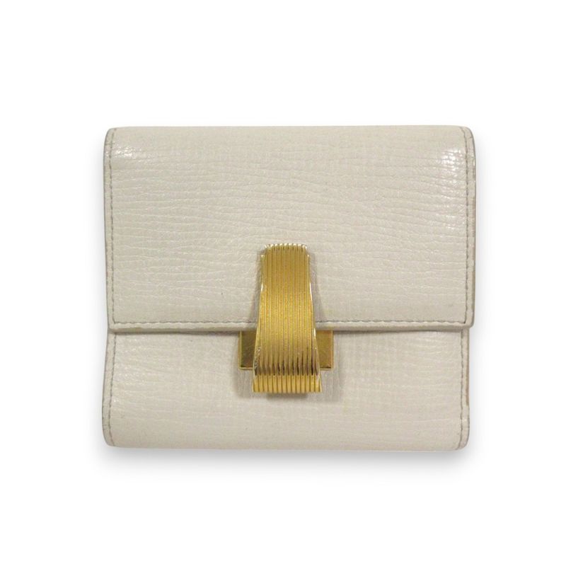 Good Bottega Veneta Parmelato Leather Trifold Wallet Compact Wallet Ivory And