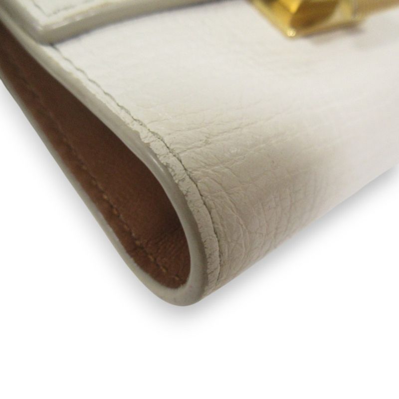 Good Bottega Veneta Parmelato Leather Trifold Wallet Compact Wallet Ivory And