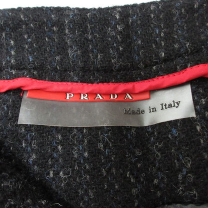 Prada Sport 100% Wool Knee-length Slit Tweed Skirt 38 Black Women Used