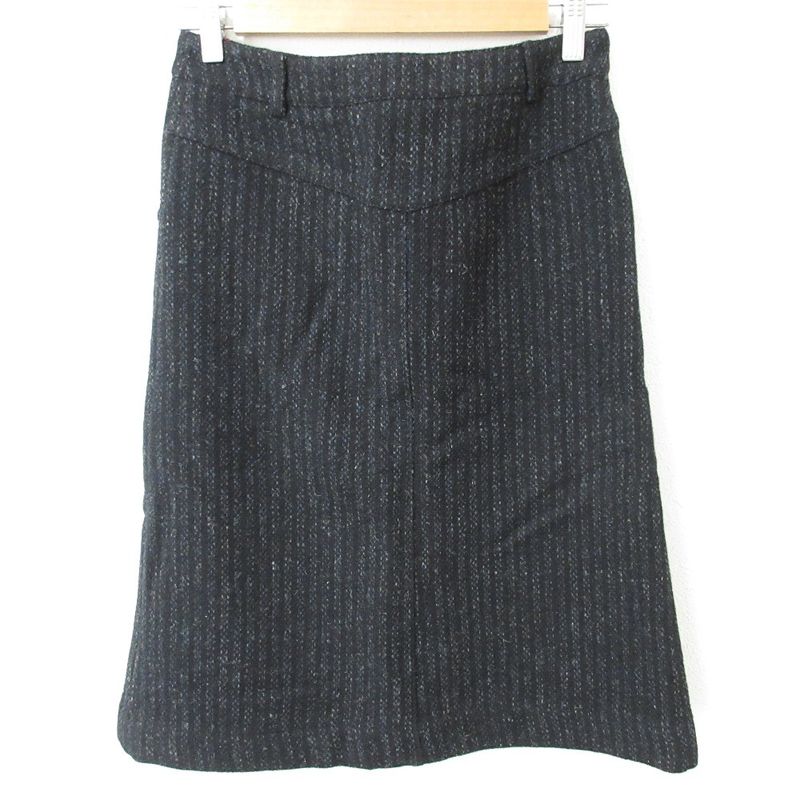Prada Sport 100% Wool Knee-length Slit Tweed Skirt 38 Black Women Used