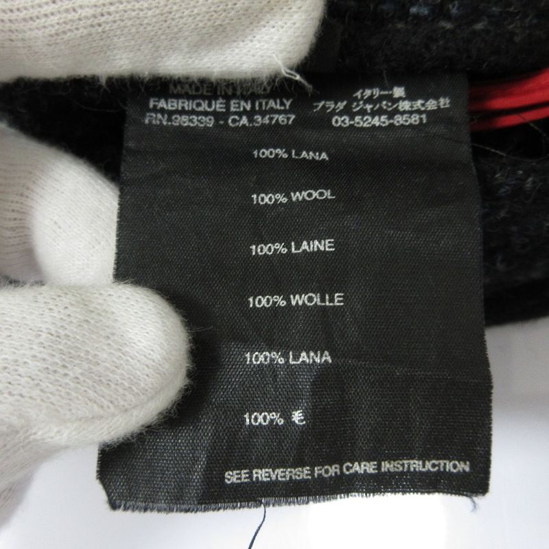 Prada Sport 100% Wool Knee-length Slit Tweed Skirt 38 Black Women Used