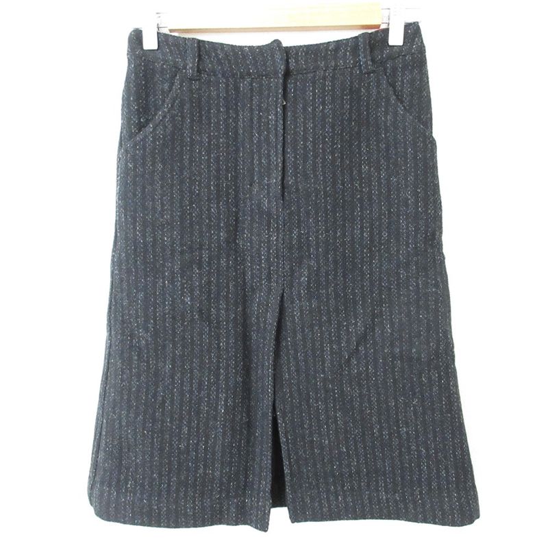 Prada Sport 100% Wool Knee-length Slit Tweed Skirt 38 Black Women Used