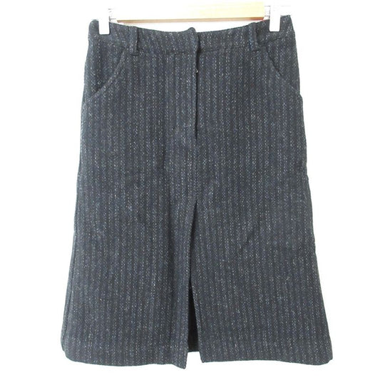 Prada Sport 100% Wool Knee-length Slit Tweed Skirt 38 Black Women Used