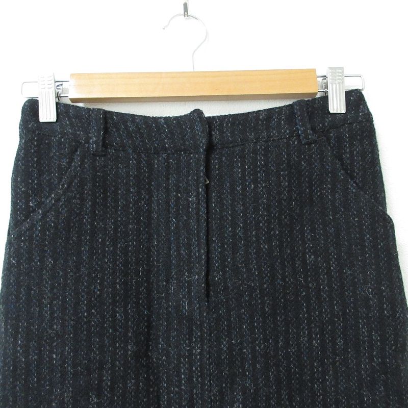 Prada Sport 100% Wool Knee-length Slit Tweed Skirt 38 Black Women Used