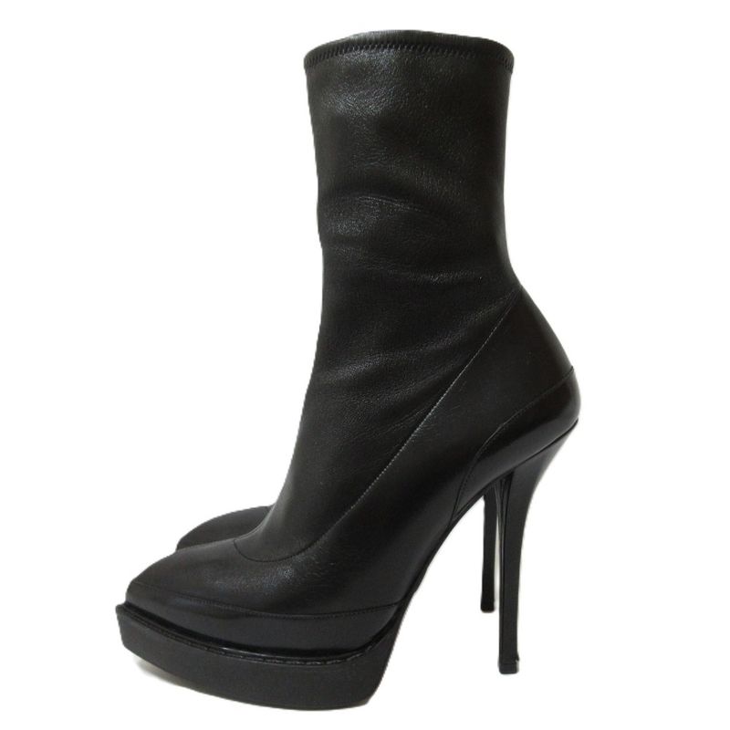 Gucci Leather Pin Heel Pointed Toe Short Boots 226336 Size 34 1/2 Approx 21.5cm