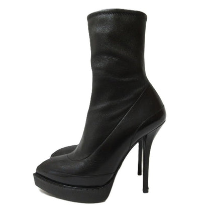 Gucci Leather Pin Heel Pointed Toe Short Boots 226336 Size 34 1/2 Approx 21.5cm