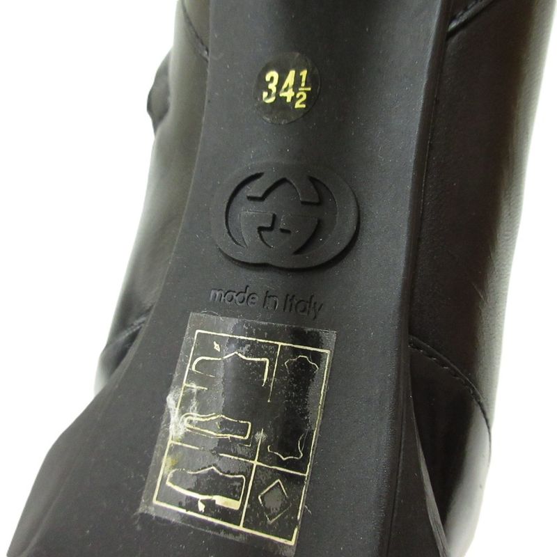 Gucci Leather Pin Heel Pointed Toe Short Boots 226336 Size 34 1/2 Approx 21.5cm