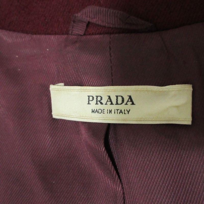 Good Prada Double Breasted Long Tailored Jacket Bordeaux Women's Used