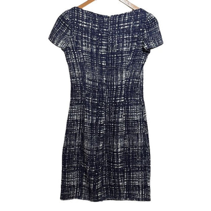 Prada Linen Blend Knee Length Summer Tweed Dress 38S Navy Women Used
