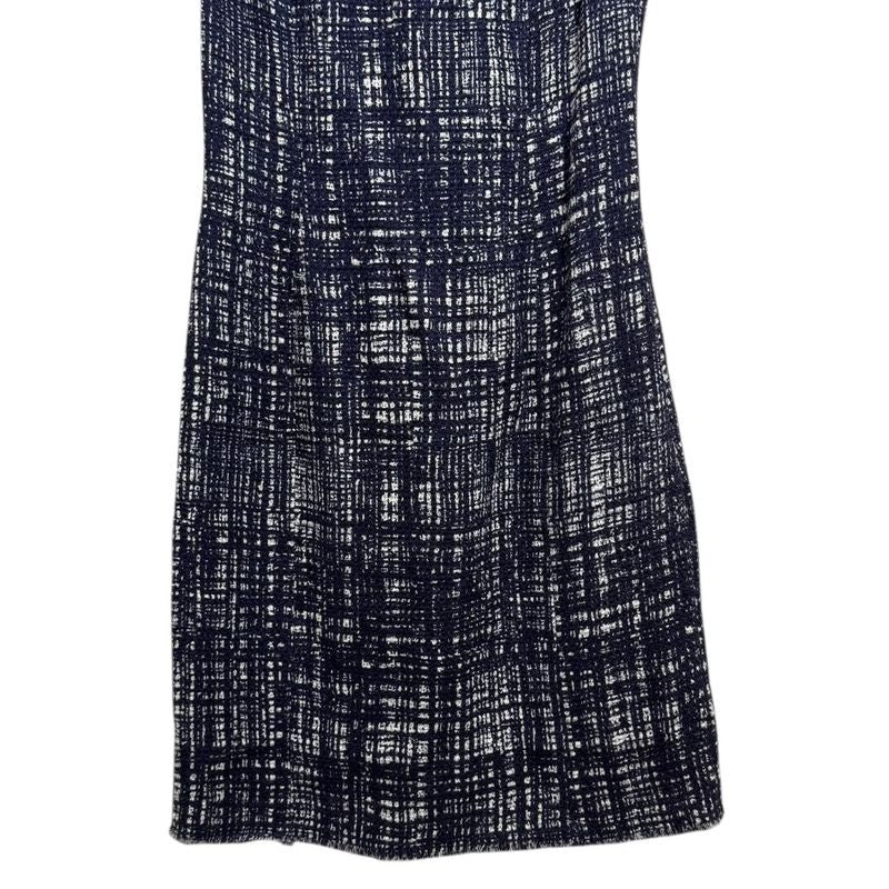 Prada Linen Blend Knee Length Summer Tweed Dress 38S Navy Women Used