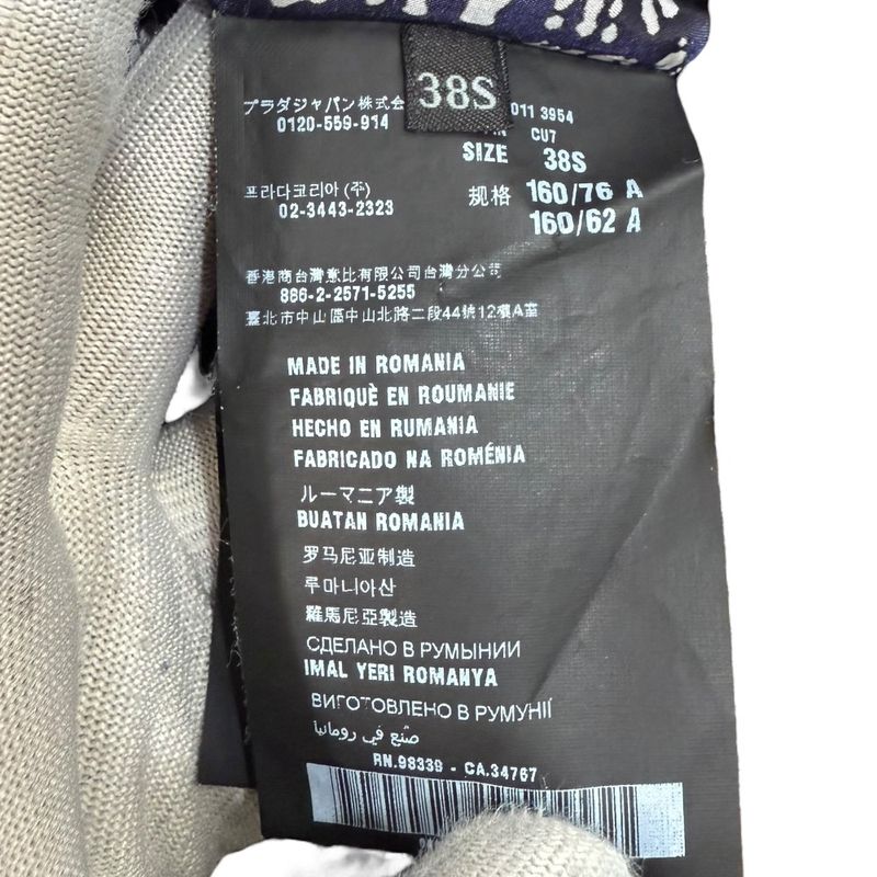 Prada Linen Blend Knee Length Summer Tweed Dress 38S Navy Women Used