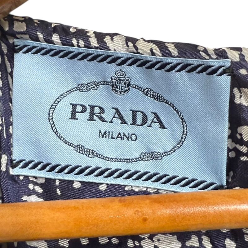 Prada Linen Blend Knee Length Summer Tweed Dress 38S Navy Women Used