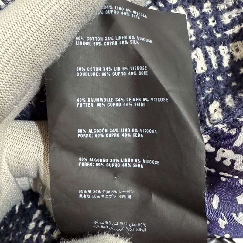 Prada Linen Blend Knee Length Summer Tweed Dress 38S Navy Women Used