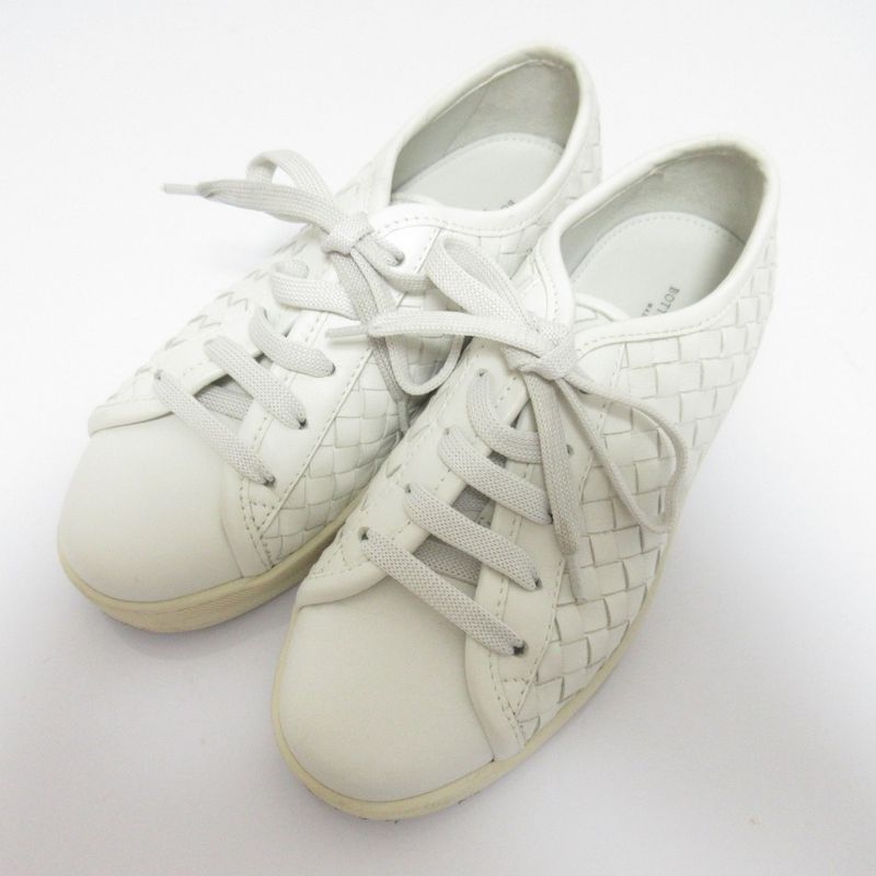 Good Bottega Veneta Intrecciato Leather Sneakers Size 34 Approx 21cm (8.27in)