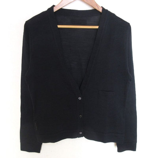 Prada Sport Wool And Silk V-neck Knit Cardigan With Pockets L Navy Women's Used