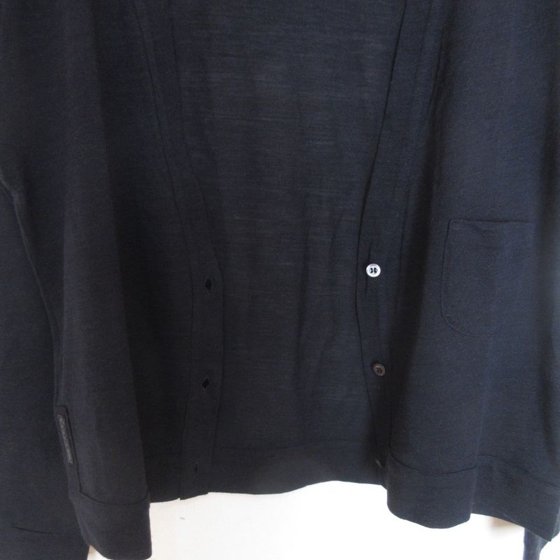 Prada Sport Wool And Silk V-neck Knit Cardigan With Pockets L Navy Women's Used