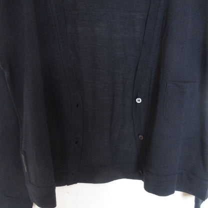 Prada Sport Wool And Silk V-neck Knit Cardigan With Pockets L Navy Women's Used