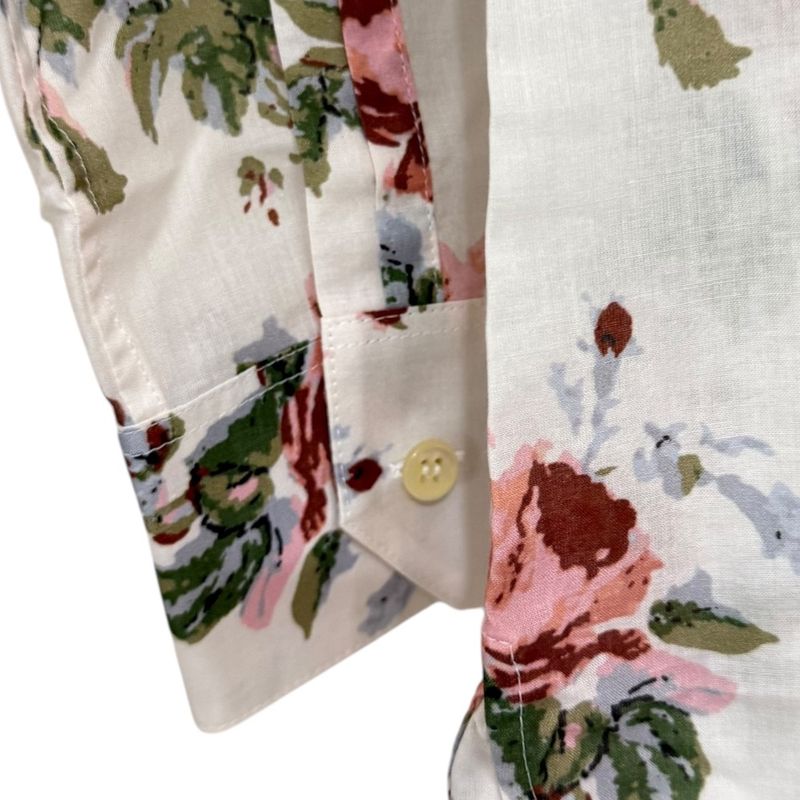 Saint Laurent Paris Eddy Period Long Sleeve Flower Print Shirt 34 White Women's