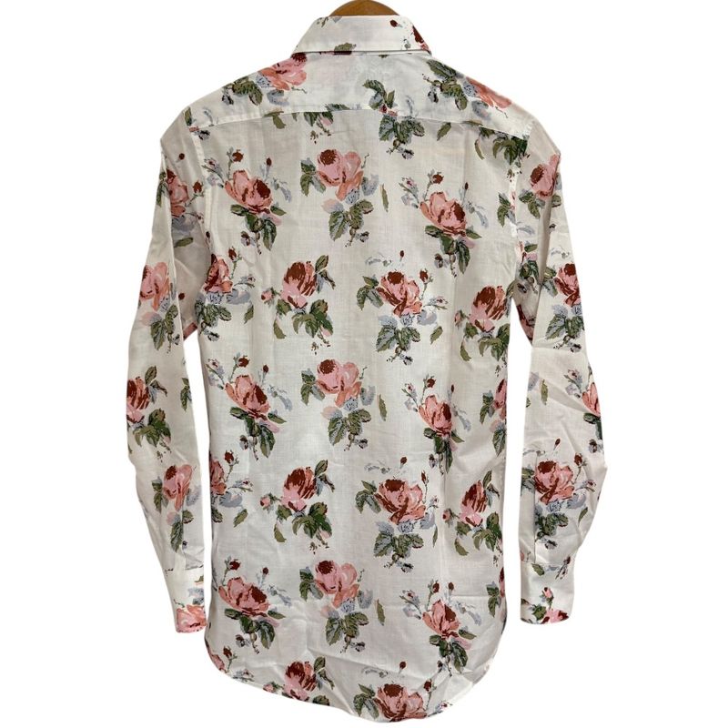 Saint Laurent Paris Eddy Period Long Sleeve Flower Print Shirt 34 White Women's