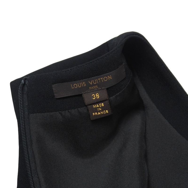 Louis Vuitton Dress Size 38 Lamb Leather Different Material Switched Ruffle